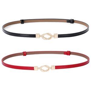 Leather Skinny Women Belt Ladies Thin Waist Belts Plus Size Adjustable 7715